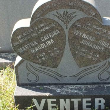 VENTER Wynand Roelof Johannes 1913-1996 &amp; Martha Catrina Magdlina 1919-1997