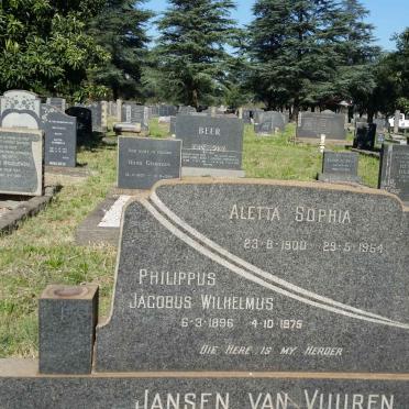 VUUREN Philippus Jacobus Wilhelmus, Jansen van 1896-1975 &amp; Aletta Sophia 1900-1964