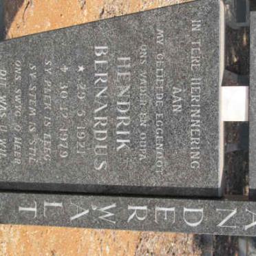 WALT Hendrik Bernardus, van der 1921-1979