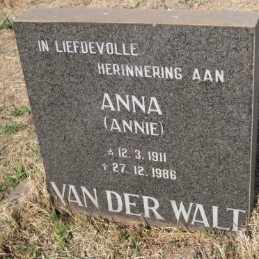 WALT Anna, van der 1911-1986