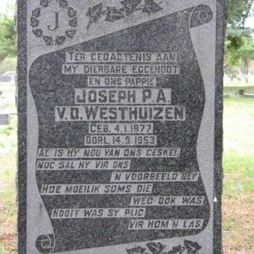 WESTHUIZEN Joseph P.A., v.d. 1877-1953