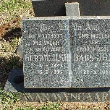 WYNGAARD H.S.H., van 1926-1996 &amp; J.G.M. 1932-2008