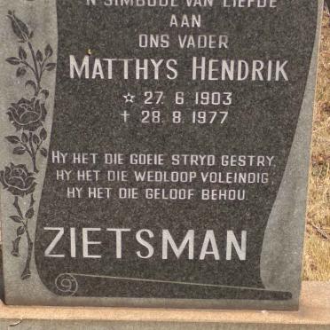 ZIETSMAN Matthys Hendrik 1903-1977