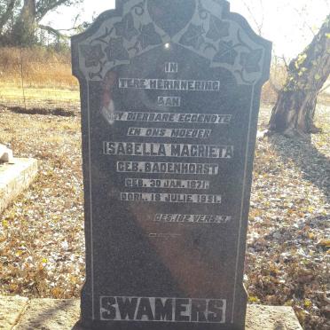 SWAMERS Isabella Magrieta nee BADENHORST 1871-1951