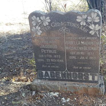 BADENHORST Jacobus Petrus 1875-1948 &amp; Isabella Magaretha Magdalena BLIGNAUT 1877-1953