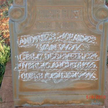 WYK Andries Johannes, van 1924-1925