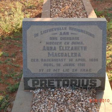PRETORIUS Anna Elizabeth Magdalena nee BADENHORST 1898-1981