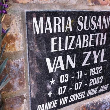 ZYL Maria Susanna Elizabeth, van 1932-2003