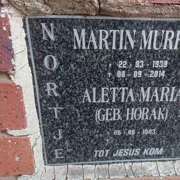 NORTJE Martin Murray 1939-2014 &amp; Aletta Maria HORAK 1943-