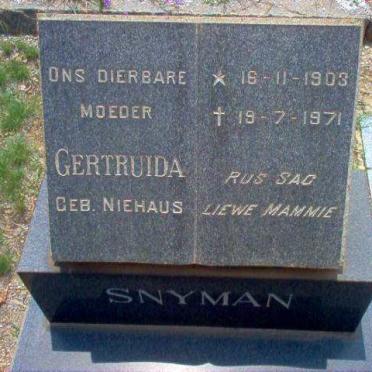 SNYMAN Gertruida nee NIEHAUS 1903-1971