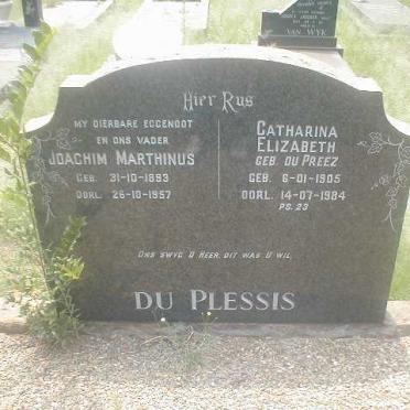 PLESSIS Joachim Marthinus, du 1893-1957 &amp; Catharina Elizabeth DU PREEZ 1905-1984