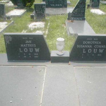 LOUW Jan Matthys 1932-1982 &amp; Dorothea Susanna Cornelia 1925-