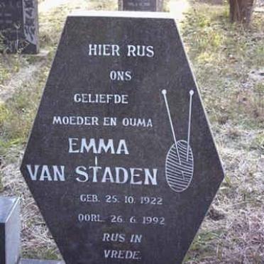 STADEN Emma, van 1922-1992