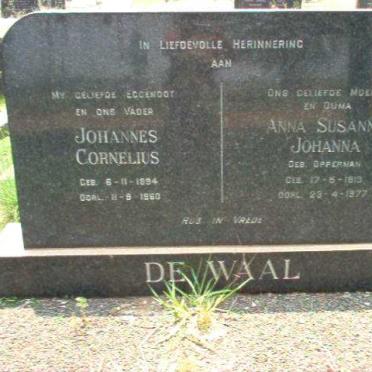 WAAL Johannes Cornelius, de 1894-1960 &amp; Anna Susanna Johanna OPPERMAN 1913-1977