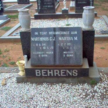 BEHRENS Marthinus C.J. 1904-1979  &amp;  Martha M. 1909-1985