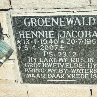 GROENEWALD Hennie 1940-2007 &amp; Jacoba 1953-