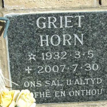 HORN Griet 1932-2007
