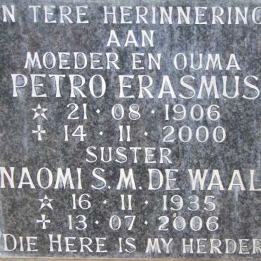ERASMUS Petro 1906-2000 :: DE WAAL Naomi S.M. 1935-2006