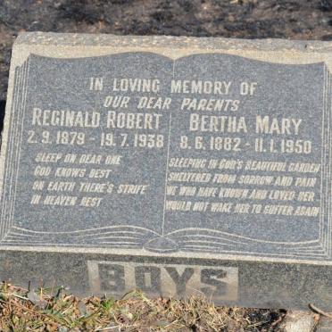 BOYS Reginald Robert 1879-1938 &amp; Bertha Mary 1882-1950