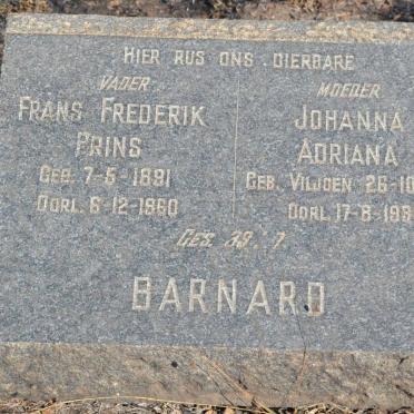 BARNARD Frans Frederik Prins 1891-1960 &amp; Johanna Adriana VILJOEN 1895-1939