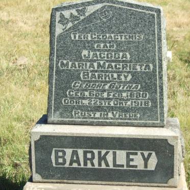 BARKLEY Jacoba Maria Magrieta nee BOTHA 1880-1918