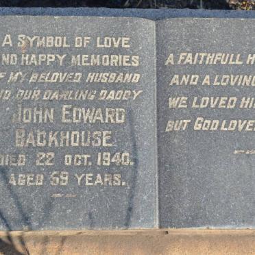 BACKHOUSE John Edward -1940