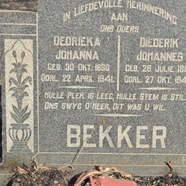 BEKKER Diederik Johannes 1865-1943 &amp; Dedrieka Johanna 1860-1941