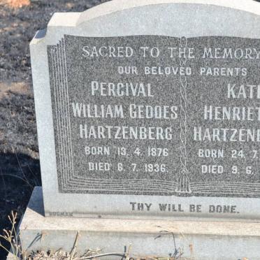HARTZENBERG Percival William Geddes 1876-1936 &amp; Kate Henrietta 1883-1938