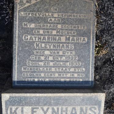 KLEYNHANS Catharina Maria nee VAN DYK 1902-1935