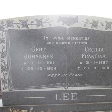 LEE Gert Johannes 1881-1954 &amp; Cecilia Francina 1887-1968