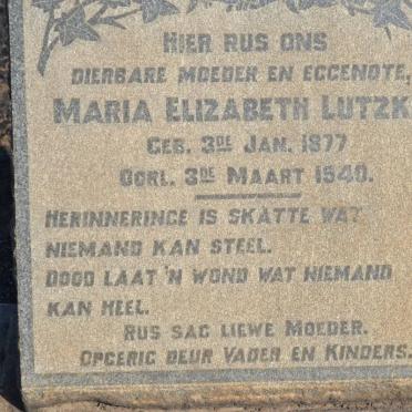 LUTZKE Maria Elizabeth 1877-1940