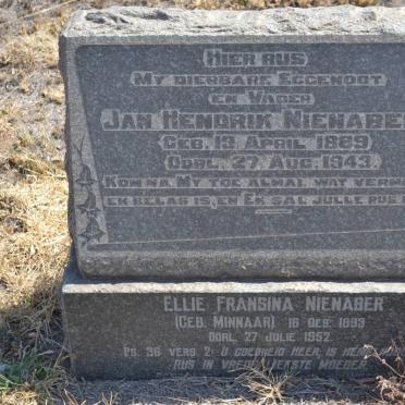 NIENABER Jan Hendrik 1889-1943 &amp; Ellie Fransina MINNAAR 1893-1952