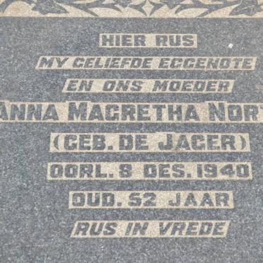 NORTJE Anna Magretha nee DE JAGER -1940