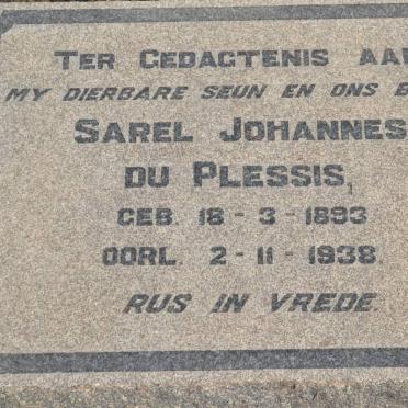 PLESSIS Sarel Johannes, du 1893-1938