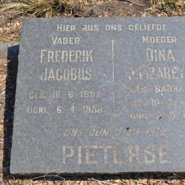 PIETERSE Frederik Jacobus 1882-1959 &amp; Dina Elizabeth BARNARD 187?-1958