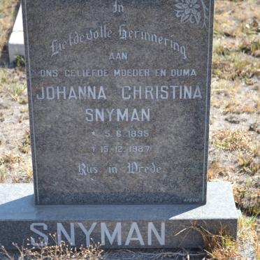 SNYMAN Johanna Christina 1895-1987