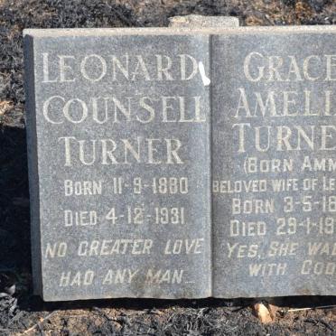 TURNER Leonard Counsell 1880-1931 &amp; Grace Amelia AMM 1881-1965