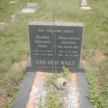 WALT Andries Johannes Harm, van der 1881-1965 &amp; Margaretha Johanna VAN DER WALT 1895-1934