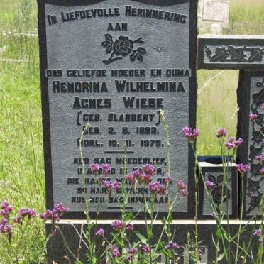 WIESE Hendrina Wilhelmina Agnes nee SLABBERT 1892-1979