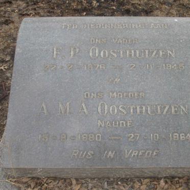 OOSTHUIZEN F.P. 1876-1945 &amp; A.M.A. 1880-1964
