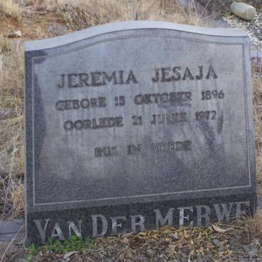 MERWE Jeremia Jesaja, van der 1896-1972