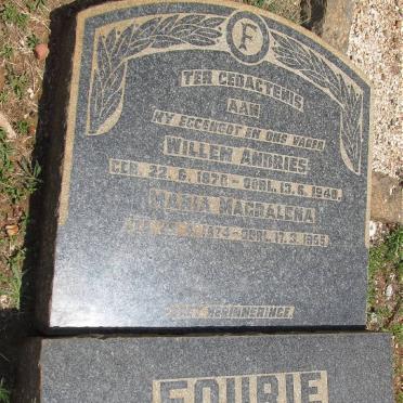 FOURIE Willem Andries 1878-1940 &amp; Maria Magdalena 1874-1955