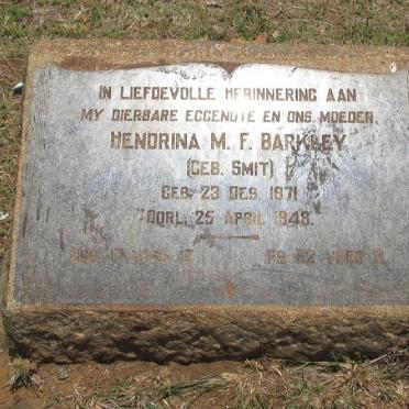 BARKLEY Hendrina M.F. nee SMIT 1871-1948