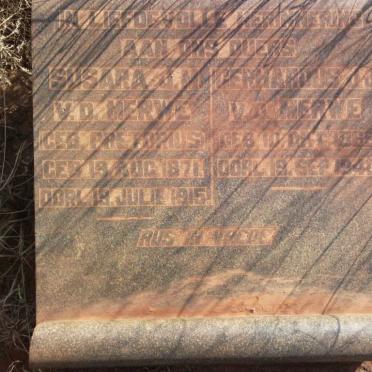 MERWE Gerhardus J.J., v.d. 1869-1940 &amp; Susara J.M. PRETORIUS 1871-1915