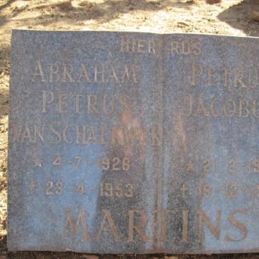 MARTINS Petrus Jacobus 1919-1919 :: VAN SCHALKWYK Abraham Petrus 1928-1953 