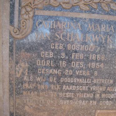SCHALKWYK Catharina Maria, van nee BOSHOFF 1868-1954