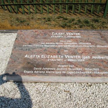 VENTER Tjaart 1911-1981 &amp; Aletta Elizabeth JOUBERT 1911-2004