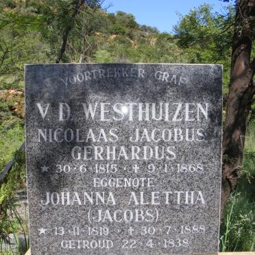WESTHUIZEN Nicolaas Jacobus Gerhardus, v.d. 1815-1868 &amp; Johanna Alettha JACOBS 1819-1888