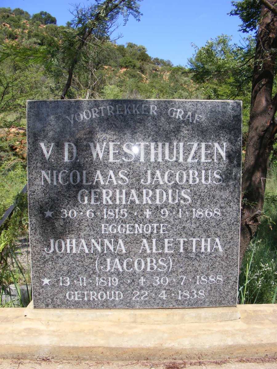 WESTHUIZEN Nicolaas Jacobus Gerhardus, v.d. 1815-1868 &amp; Johanna Alettha JACOBS 1819-1888