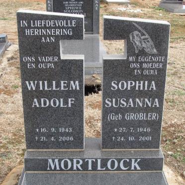 MORTLOCK Willem Adolf 1943-2006 &amp; Sophia Susanna GROBLER 1946-2001